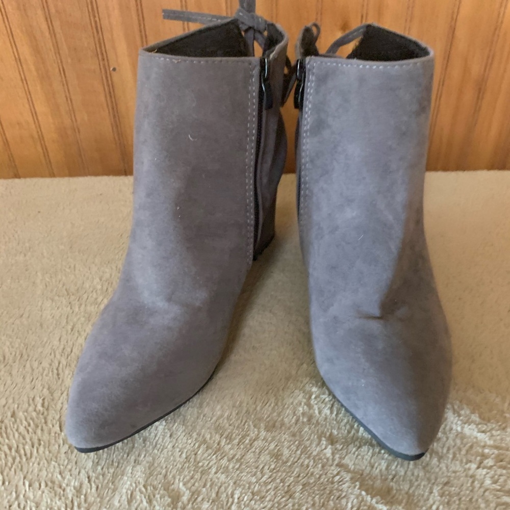 Gray ankle boots